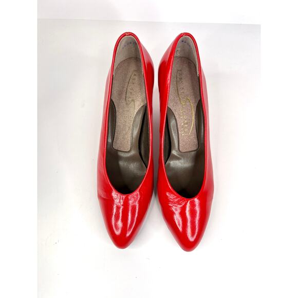 Easy Spirit Dress Shoes Size 5 Red Leather 2" Heel Slip-On Pumps Almond - Picture 5 of 12